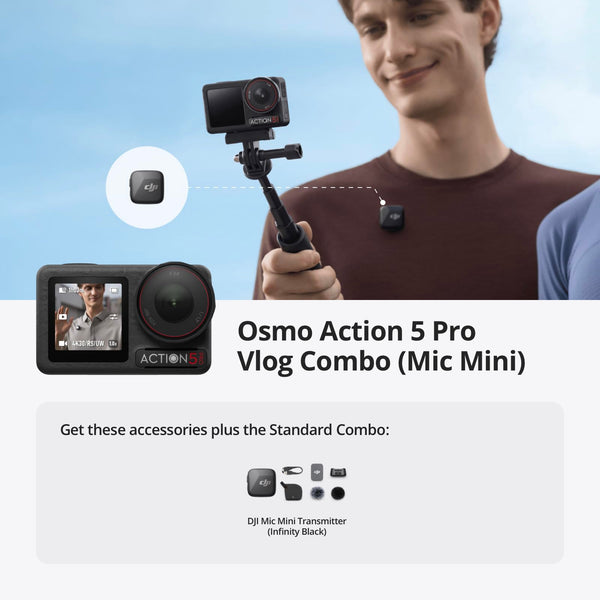 DJI Osmo Action 5 Pro Standard Combo, Waterproof Camera With 1/1.3" Sensor, 4K/120fps Video, Subject Tracking, Stabilization, Dual OLED Touchscreens, Action Camera 4K Ideal for Sports, Vlog