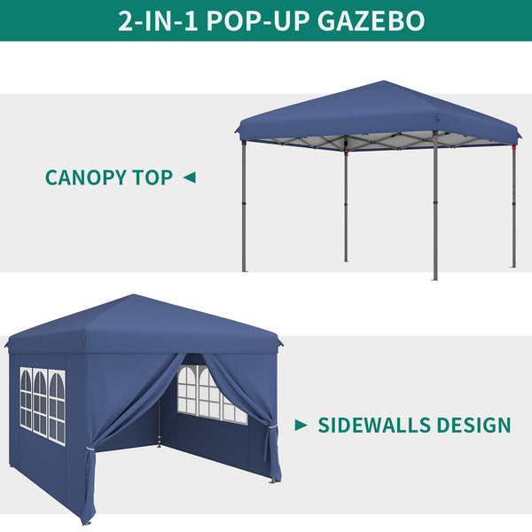 YITAHOME 3x3M Outdoor Pop Up Gazebo with Sides and Windows, Waterproof Folding Garden Canopy All Seasons Camping Gazebo Anti-UV with Adjustable Height Stakes Rope Carry & Weight Bags for Party Event