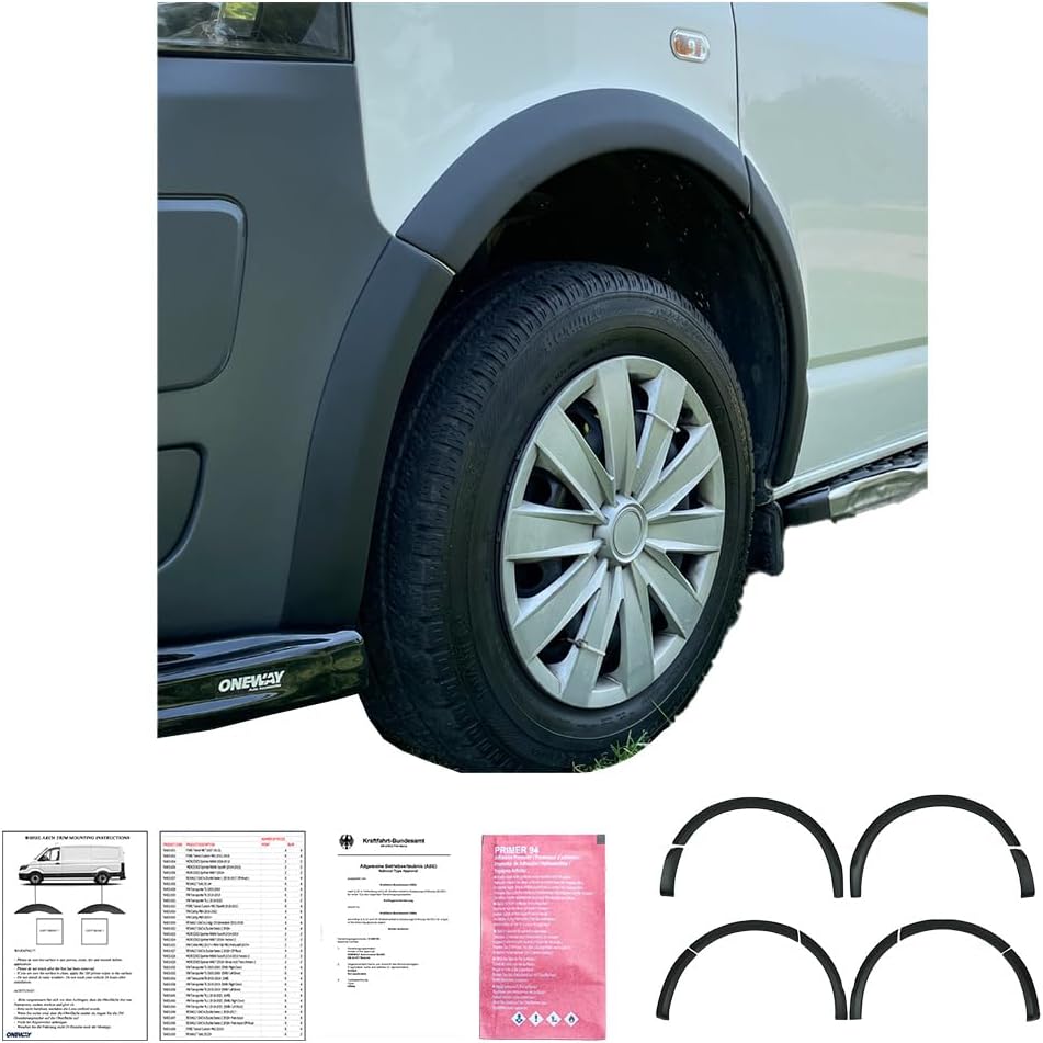 Oneway Set Wheel Arch Trims compatible with Volkswagen Transporter T5/T5.1 2003-2015 (Short & Long wheel base) - Matt black