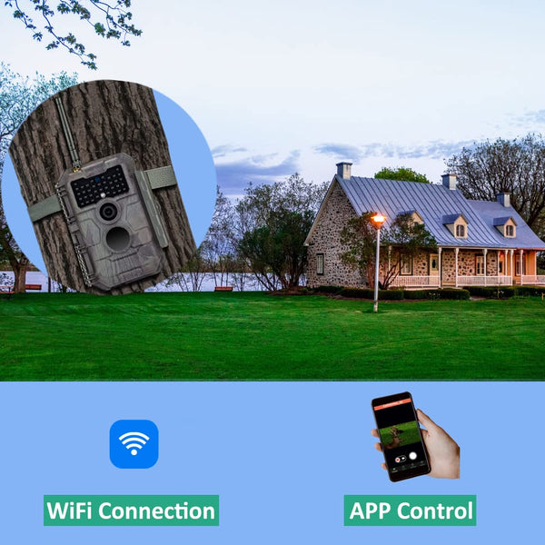 GardePro E7 WiFi Wildlife Camera, 64MP 1296P, Phone App, 100ft Night Vision, Game Cameras with Motion Activated Waterproof, for Hunting, Wildlife, Deer Camera