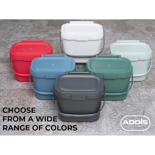 Addis Everyday Kitchen Food Waste Compost Caddy Bin, 4.5 Litre, Made from Recycled Plastic Eco Blue