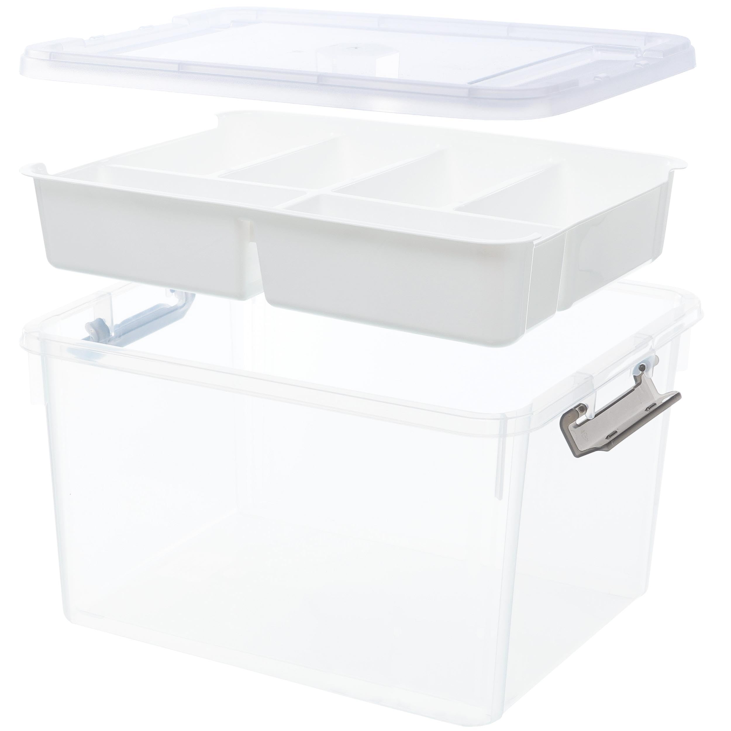 Citylife 30 liters Plastic Storage Box with Removable Tray Craft Organizers and Storage Clear Storage Container for OrganizingTool, Bead, Sewing,