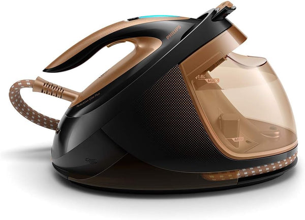 Philips PerfectCare Elite Plus Steam Generator Iron for Large Family Basket Loads, with OptimalTEMP: No Fabric Burns Guaranteed, 8 Bar, 600 g Steam Boost - Black/Gold - (GC9682/86)