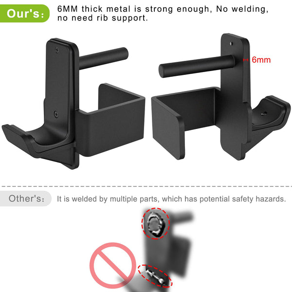 Kipika J-Hooks and Weight Plate Holder Set for 3" x 3" Power Rack with 5/8" or 1" Hole - Squat Rack Attachments for Strength Training and Weight