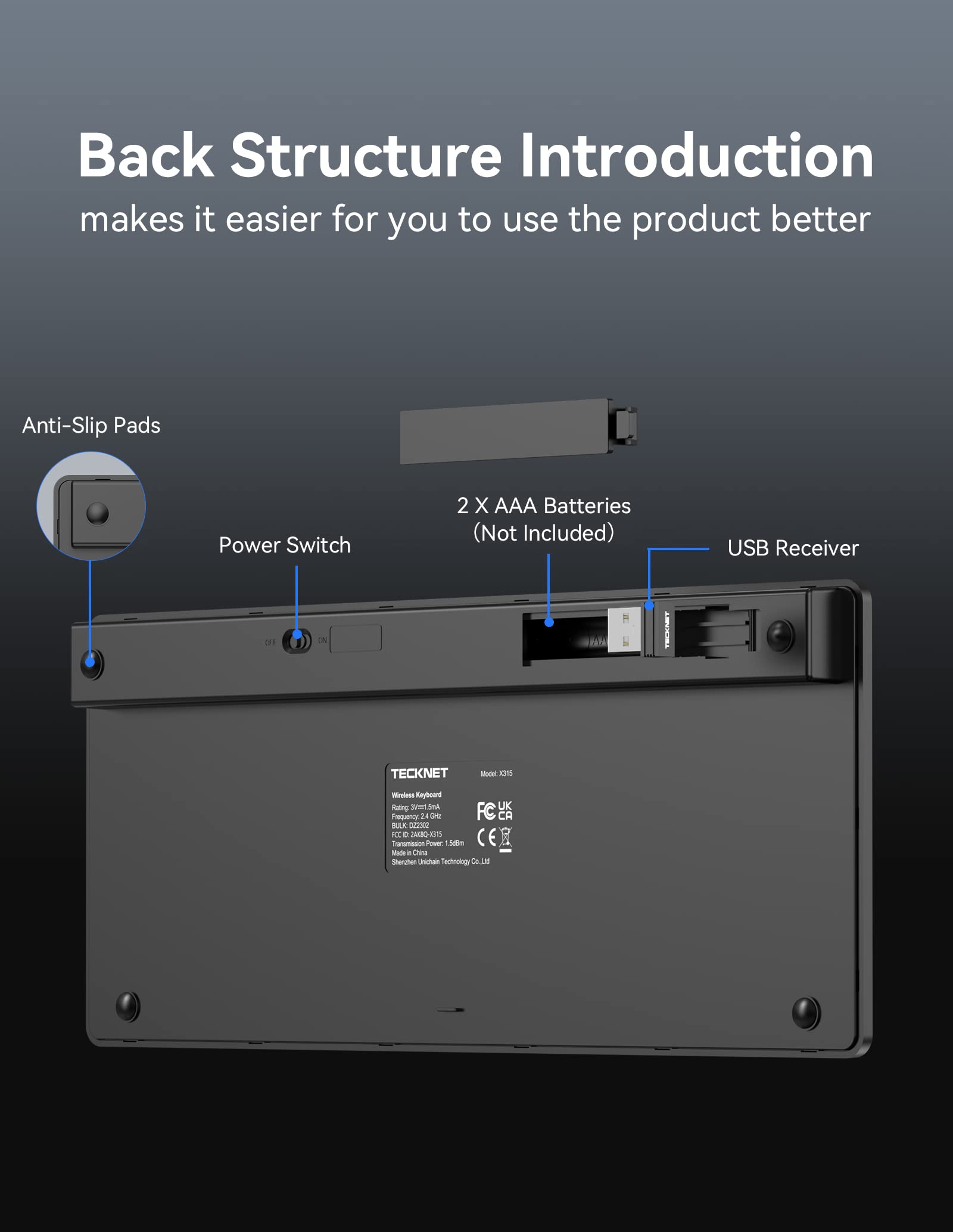 TECKNET 2.4G Wireless Keyboard For Windows/Chrome OS, UK Layout Compact Mini Keyboard, Small Silent Whisper-Quiet Keyboards with 12 months Battery Life (Pink)