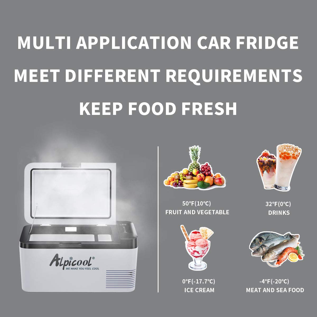 Alpicool G22 22L Compressor Car Fridge Freezer, DC 12v Camping Refrigerator, Portable Mini Cool Box for TruckCampervanRVBoat, -20℃ to 20℃