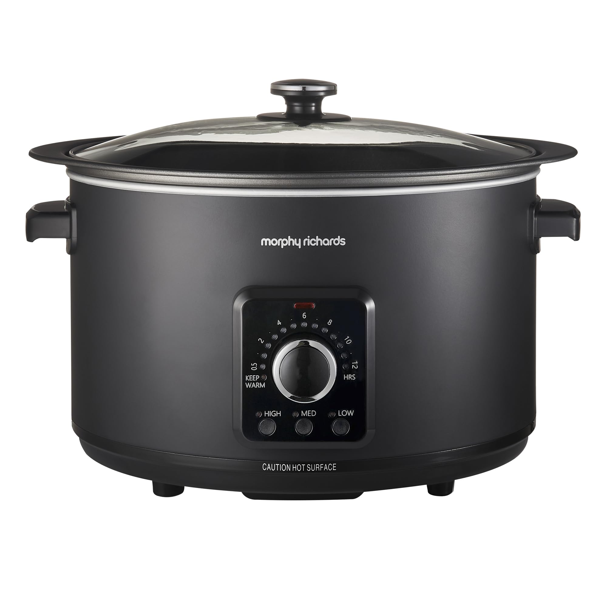 Morphy Richards 6.5L Easy Time Slow Cooker, Automatic Heat Settings, Keep Warm Mode, Hob Proof, Countdown Indicator, Dishwasher Safe Pot, Matte Black,