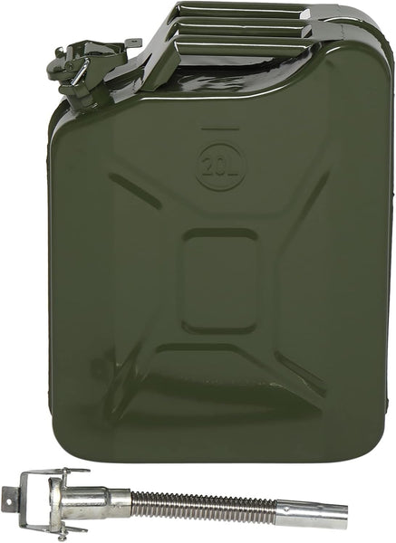 Karlhome 20 L Metal Gas Can Fuel Tank Can Petrol Diesel Storage Can Portable with Flexible Spout, for Automobile Vehicle Off Road Emergency Supply, Green