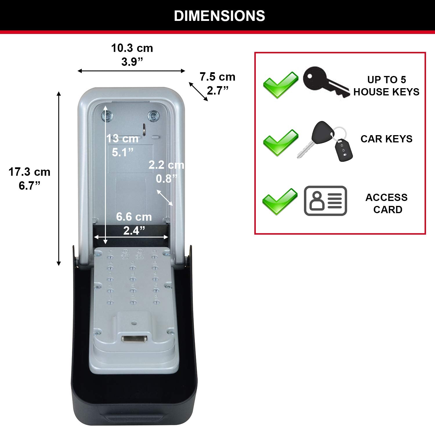 MASTER LOCK Extra Large Key Safe Wall Mounted, XL 106 x 146 x 53 mm, Outdoor, Mounting Kit, for Home Office Industries Vehicles, Black & Silver