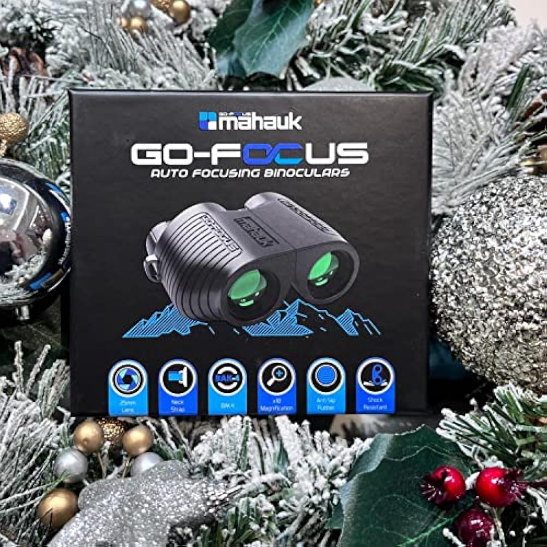 Compact Binoculars for Adults Bird Watching & Stargazing | 10x25 BAK4 Prism | Adjustable Durable Lightweight & Waterproof | Carry Case & Neck Strap | Mahauk Go-Focus Binoculars