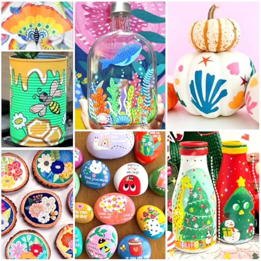 Efimeso Acrylic Paint Pens Set-120 Colours Paint Markers for Rocks Painting Ceramic Stone Glass Wood Metal, Acrylic Pens 0.7mm Extra Fine Tip Water Based Paint Pens Kids