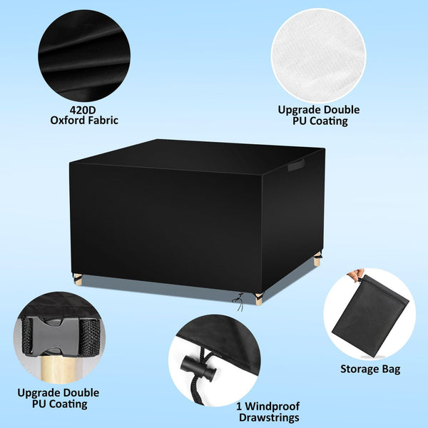 Wanocean Garden Furniture set Covers, Outdoor Patio Furniture Cover Waterproof 420D Oxford Anti-UV Tear-Resistant Rectangular Rattan Furniture Covers