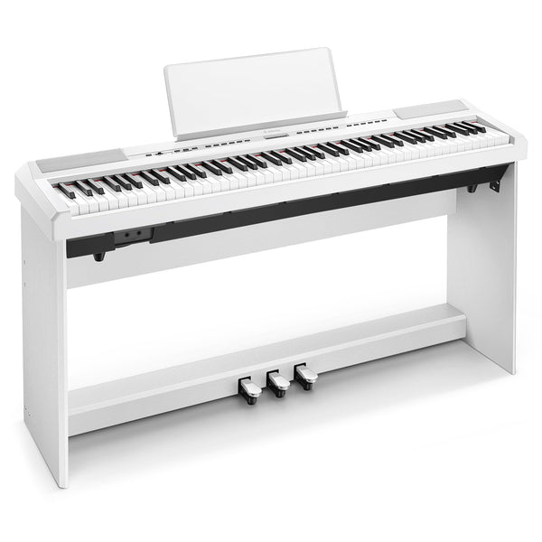 Donner Digital Piano Keyboard Weighted 88 Keys with Piano Stand, Beginner Home Electric Piano with Furniture Stand and Triple Pedal, DEP-20 Real Piano Touch