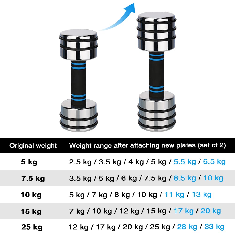 4 Pieces 1.5kg Weight Plates for 10kg Steel Dumbbells (4?1.5kg)