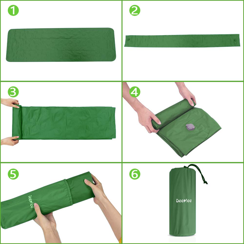 Deeplee Camping Mat, Self Inflatable Sleeping Mat with Pillow, Ultralight Camping Bed Camping Roll Mat Sleeping Pad for Outdoor Backpacking, Camping, Hiking