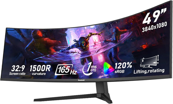 Gawfolk 34 Inch Ultrawide Curved 144Hz Gaming Computer Monitor 1500R PC Screen 21:9 UWQHD (3440x1440),Adaptive Sync,178° Viewing Angle,Display Port、HDMI 2.0, VESA75x75MM-Black
