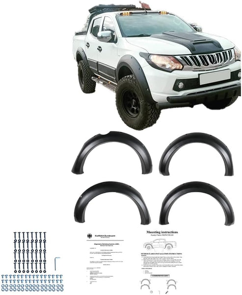 Oneway Set Fender Flares compatible with Mitsubishi L200 Triton 5 2015-2019 & Fiat Fullback 2015-2019 - Matt black