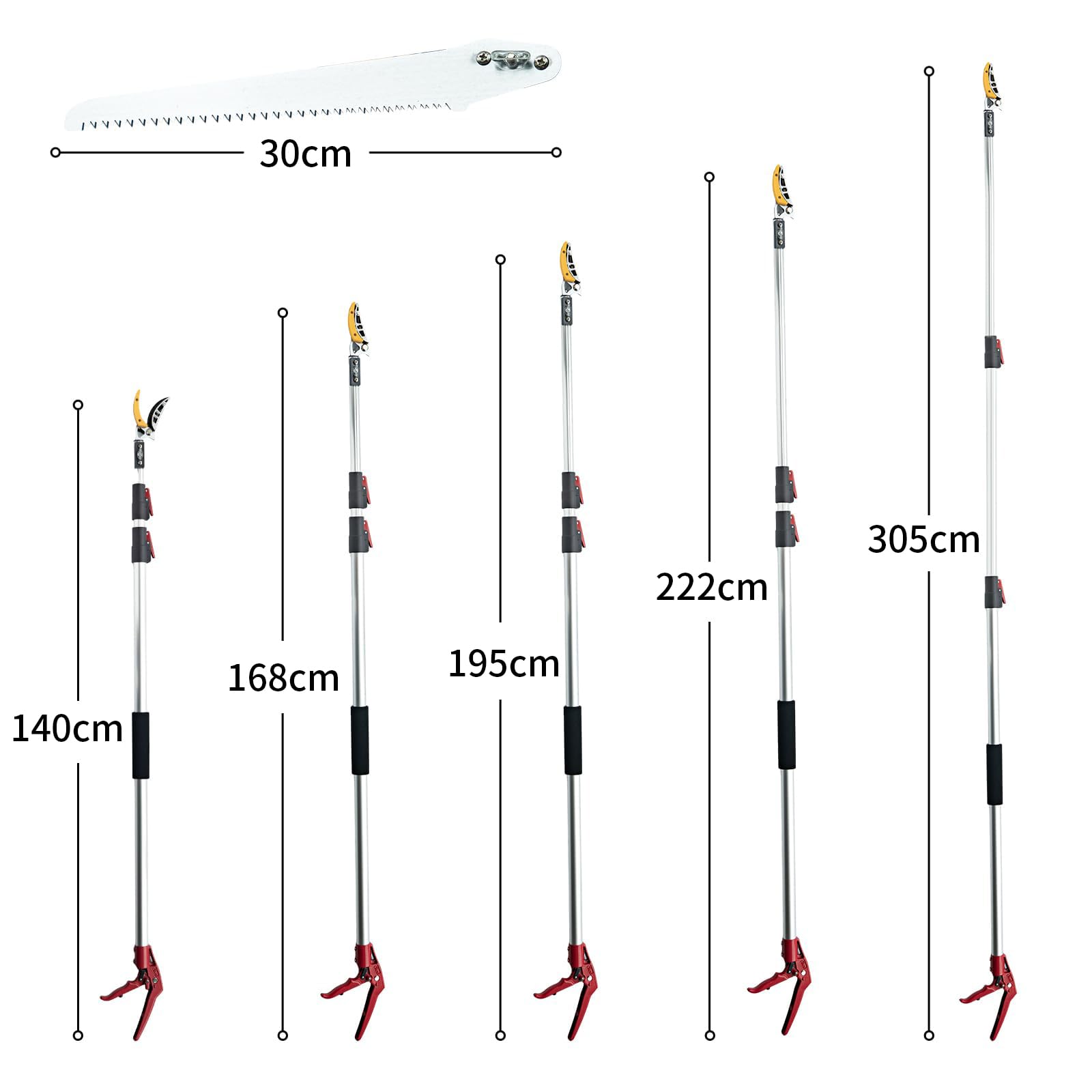 FLORA GUARD 1.4-3m Extendable Long Reach Pruner - Long Reach Pole Saw, Telescopic Fruit Picker, Long Reach Telescopic Tree Pruner - Lightweight Tree