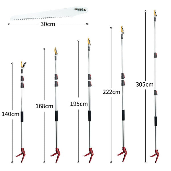 FLORA GUARD 1.4-3m Extendable Long Reach Pruner - Long Reach Pole Saw, Telescopic Fruit Picker, Long Reach Telescopic Tree Pruner - Lightweight Tree