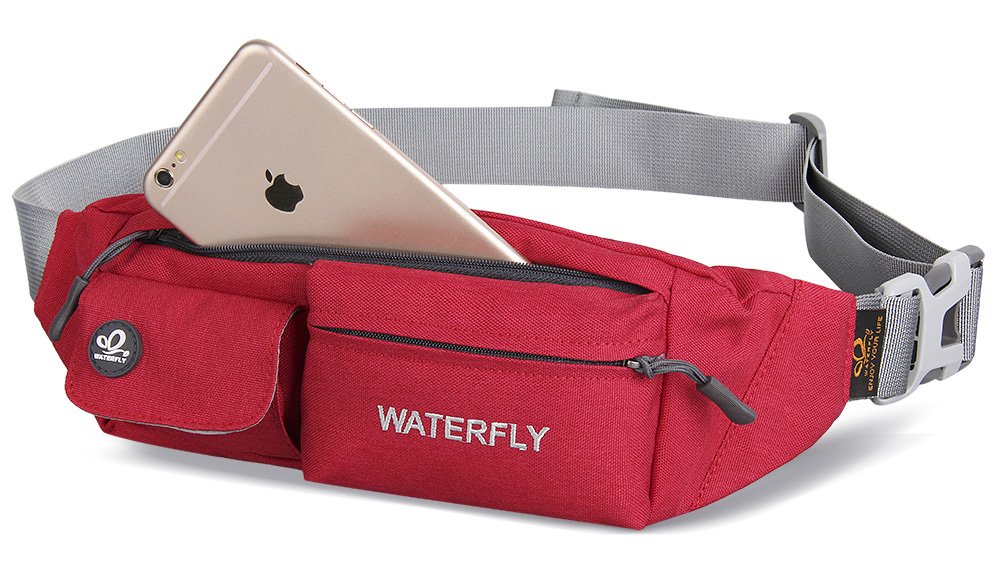 Waterfly Waist Bag Pack Slim Water Resistant Fanny Pack Travel Bum Bag Running Belt for Traveling Cycling Hiking Camping