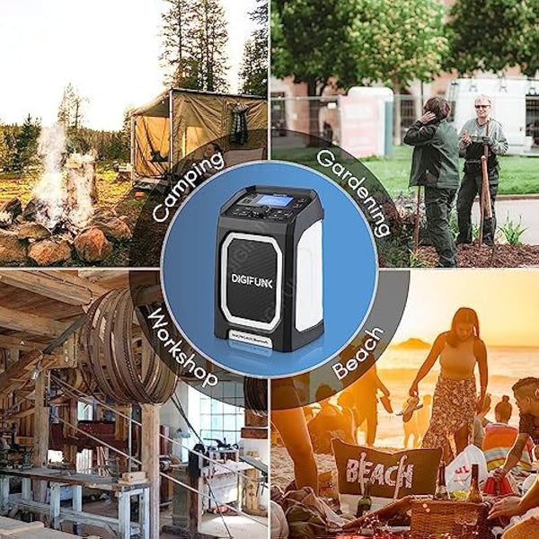 DigiFunk Work Site Radio | USB Rechargeable | DAB+, DAB, FM, Bluetooth, AUX Input | IP65 Waterproof Rugged Durable Design | Perfect for Builders, Outdoors, Warehouse, Garage, DIYer, Shed