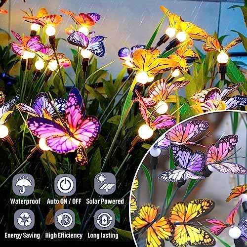 DooYard Solar Garden Lights, Upgraded Swaying Butterfly Light,Outdoor Light, Decorative Lights Yard Patio Pathway Decoration, Larger Solar Panel & Better Sway Effect (4 Pack)