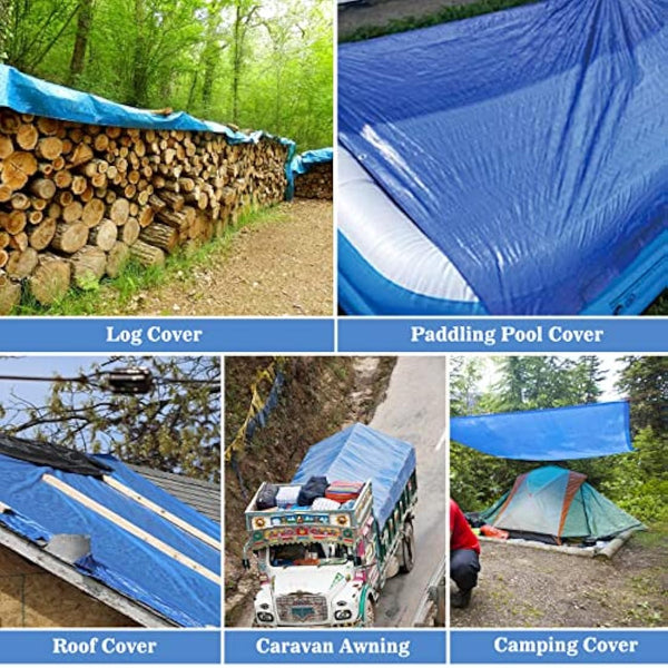 YIJUHOU Tarpaulin Waterproof Heavy Duty 2m x 3m 115 GSM Blue Tarps Sheet for Furniture Ground Multipurpose Covers