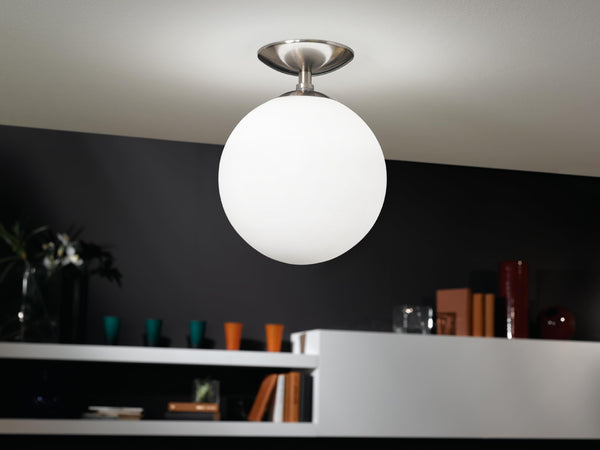 Eglo Ceiling lamp Rondo, 1 Flame Ceiling Light, Material: Steel, Colour: matt Nickel, Glass: matt Opal White, Socket: E27