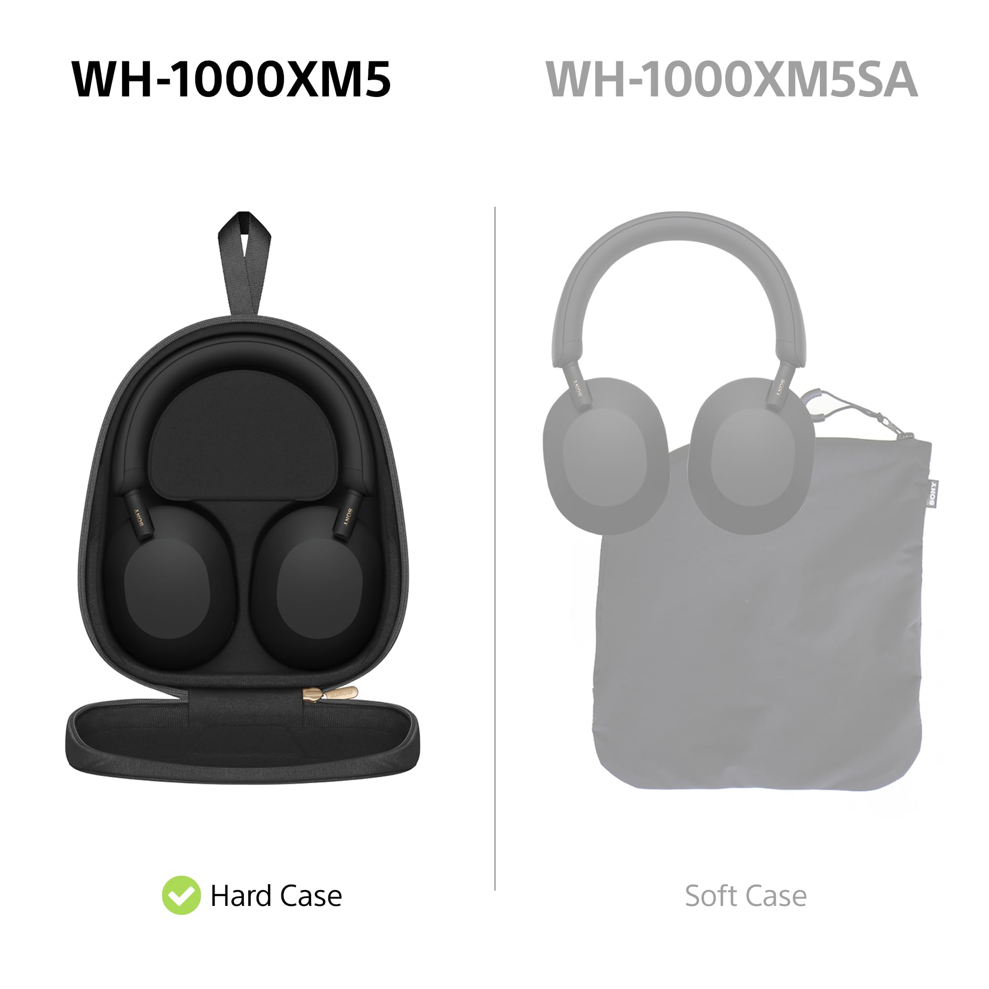 Sony WH-1000XM5 Hard Case Premium Noise Cancelling Wireless Over-Ear Headphones, Bluetooth, Clear Call Quality, Hi-Res Audio, Up to 30hr Battery Life, Includes Hard Case, iOS & Android - Black