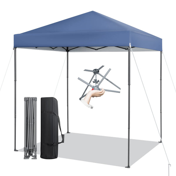 COSTWAY 2m x 2m Pop up Gazebo, 3-Position Height Adjustable Commercial Instant Canopy Tent with Carry Bag, Garden Patio Sun Shelter for Camping BBQ Party (Blue, 198 x 198 x 190-244 cm)