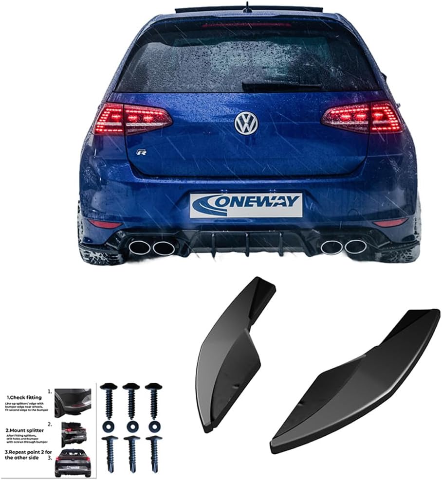 Oneway Rear Side Diffusors compatible with Volkswagen Golf VII HB R 2013-2016 - Version 3 - Gloss black
