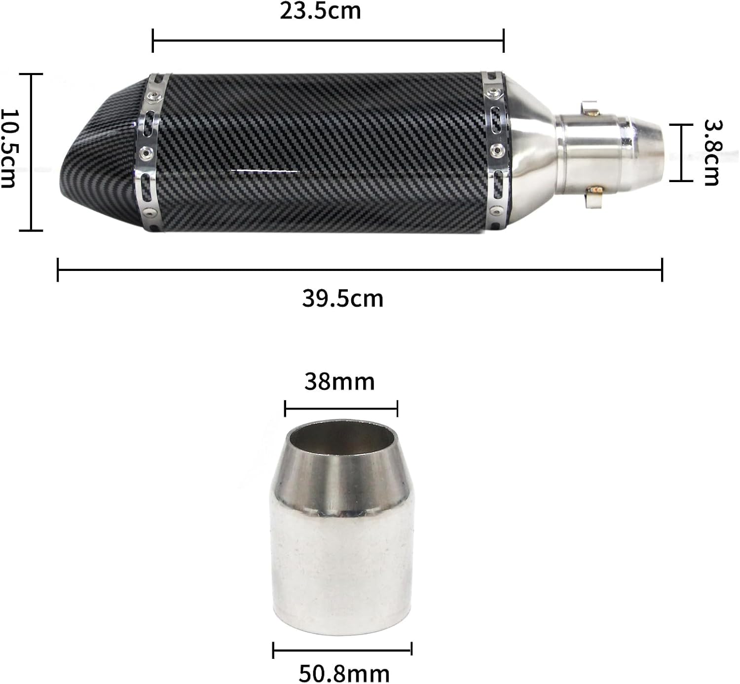 38mm 51mm Universal Motorcycle Golden Muffler Exhaust Stainless Steel Slip on Exhaust Pipe 1.5" 2" for Dirt Bike Street Bike Scooter ATV