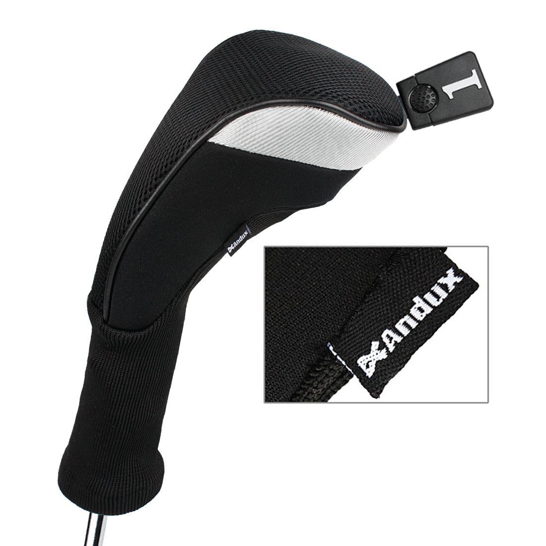 Andux 5pcs/Set Golf 460cc Driver Fairway Wood Club Head Covers Long Neck Black/Black