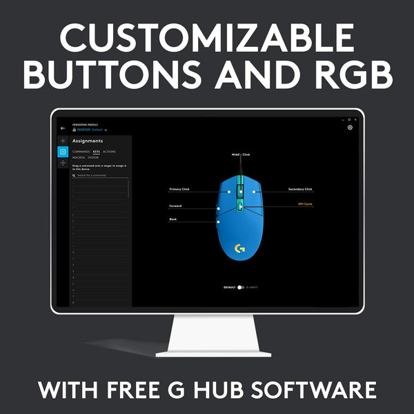 Logitech G203 LIGHTSYNC Gaming Mouse with Customizable RGB Lighting, 6 Programmable Buttons, Gaming Grade Sensor, 8K DPI Tracking, Lightweight - Lilac