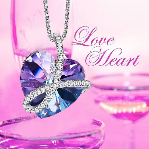 Firestyle Preserved Red Rose Moss Bear with Purple heart crystal necklace, Gifts for Women,Girlfriend,Wife,Mum,Gifts for her on Birthday, Anniversary,