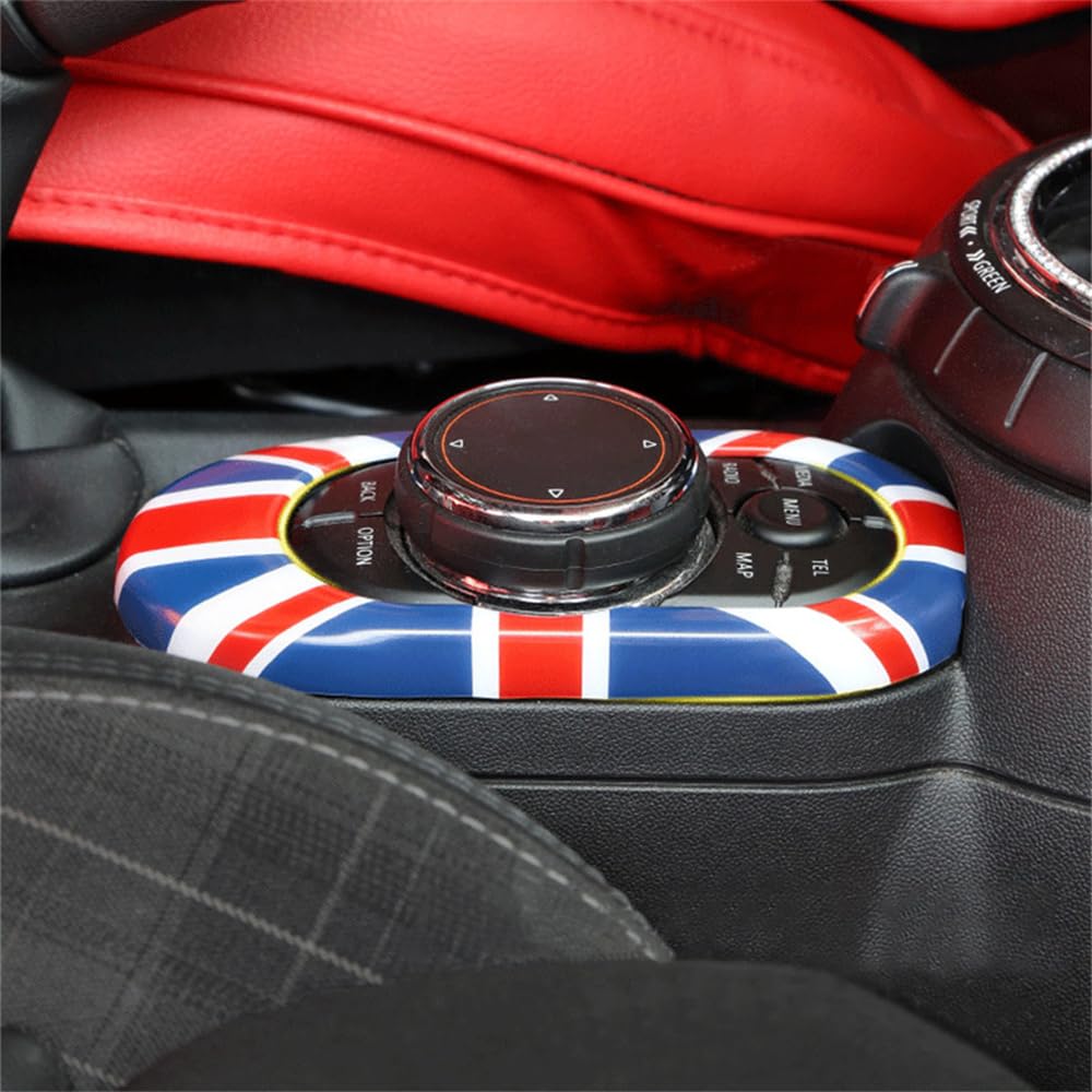ABS Plastic Center Console Multimedia Gear Shift Panel Frame Trim Cover for Mini Cooper F55 Hardtop F56 Hatchback F57 Convertible 2014~2020 (Union Jack Gray)