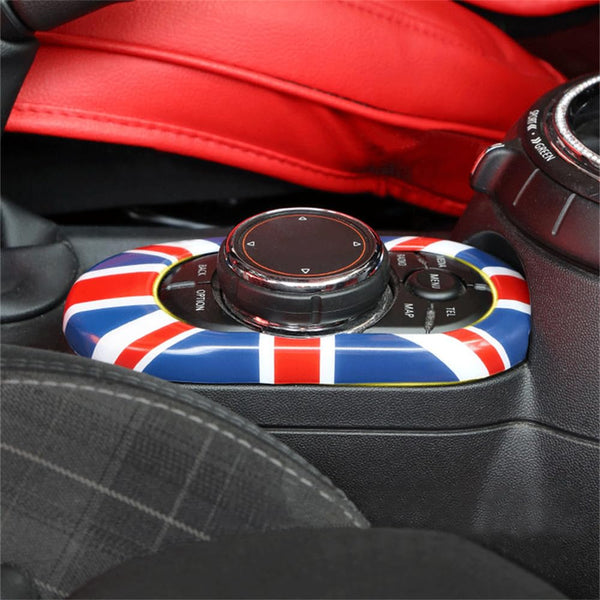 ABS Plastic Center Console Multimedia Gear Shift Panel Frame Trim Cover for Mini Cooper F55 Hardtop F56 Hatchback F57 Convertible 2014~2020 (Union Jack Gray)