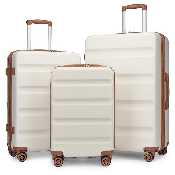 Kono Lightweight 28" Large Suitcase | Hard Shell with TSA Lock | 4 Dual Spinner Wheels | Expandable Design for Easy Travel | Perfect for Business & Vacation (Cream White,75x47.5x29.5cm)