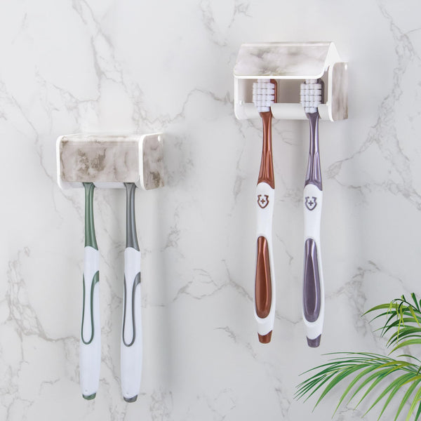 PARKMANI 2pcs Toothbrush Holders for Bathroom, Electric Toothbrush Holder Wall Mounted, Waterproof Self Adhesive Toothbrush Caddy for Family (White