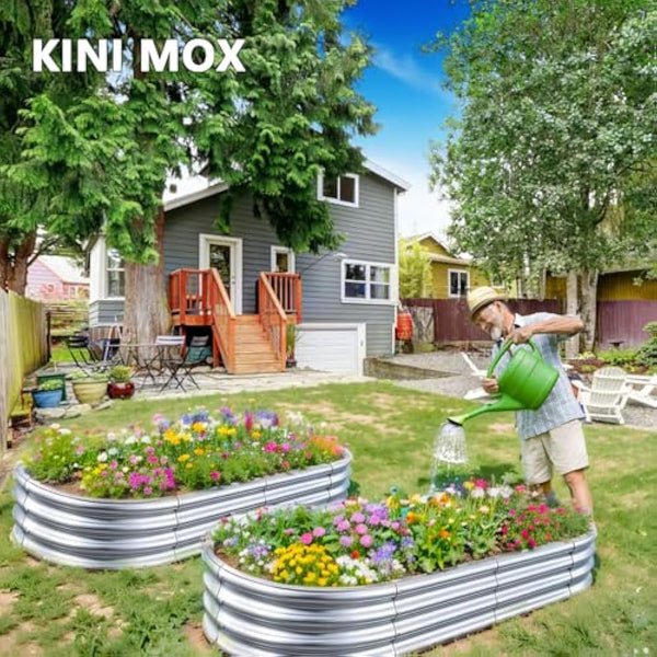 2Pcs Raised Garden Bed 6x3x1 FT Galvanized Raised Garden Boxes Outdoor Galvanized Planter Box Garden Planter with Metal Plant Climbing Stand for Vegetables Flowers Herb (6×3×1 FT/180 * 90 * 29 CM)