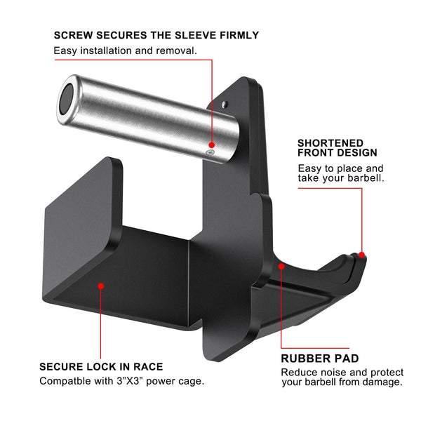 Kipika J-Hooks and Weight Plate Holder Set for 3" x 3" Power Rack with 5/8" or 1" Hole - Squat Rack Attachments for Strength Training and Weight