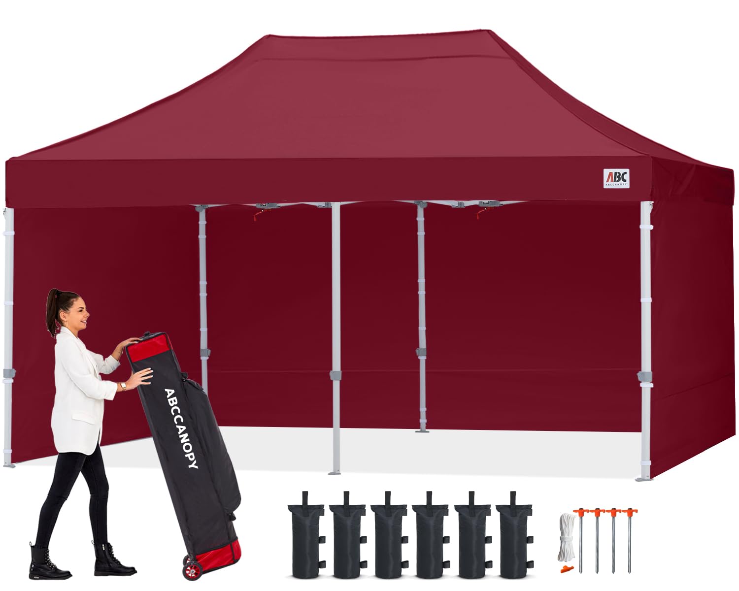 ABCCANOPY 3x6M Pop Up Gazebo Canopy Commercial Tents Market stall with 4 Removable Sidewalls and Roller Bag Bonus 4 Weight Bags (Grey)