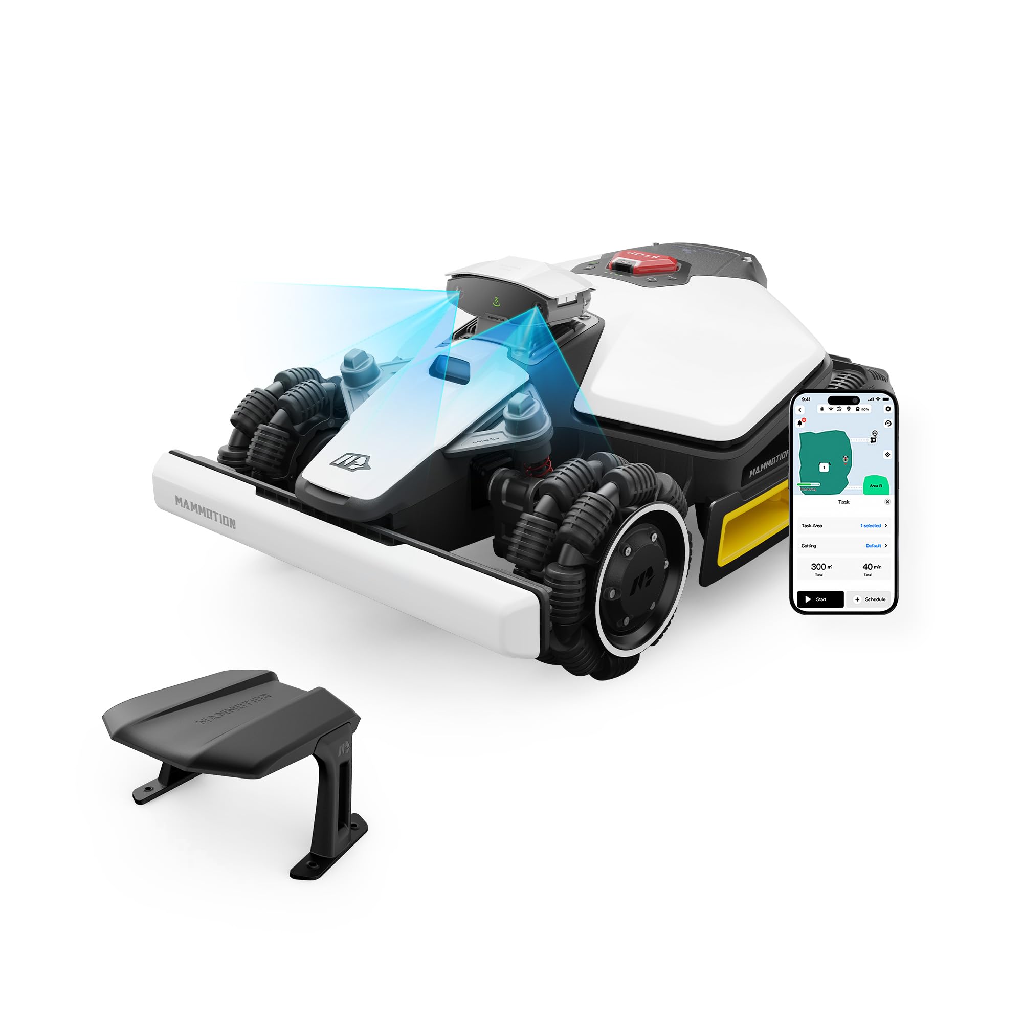 MAMMOTION LUBA mini AWD 800 Robot Lawn Mower without Boundary, Recommended 800 m², Max. 1000 m², Auto Mapping UltraSense AI Vision, 80% Gradient, 20-65 mm Cutting Height