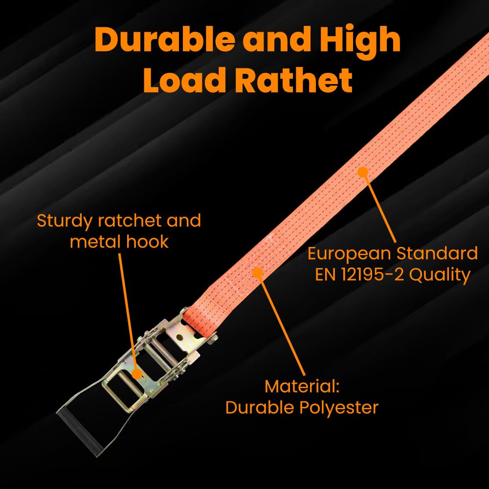maXpeedingrods 10 x Lashing Straps Ratchet Strap Tie Down 5000kg x 6m x 50mm Heavy Duty Trailer Tension Belts with Iron Handle and Double J Hook 5000kg 5Ton