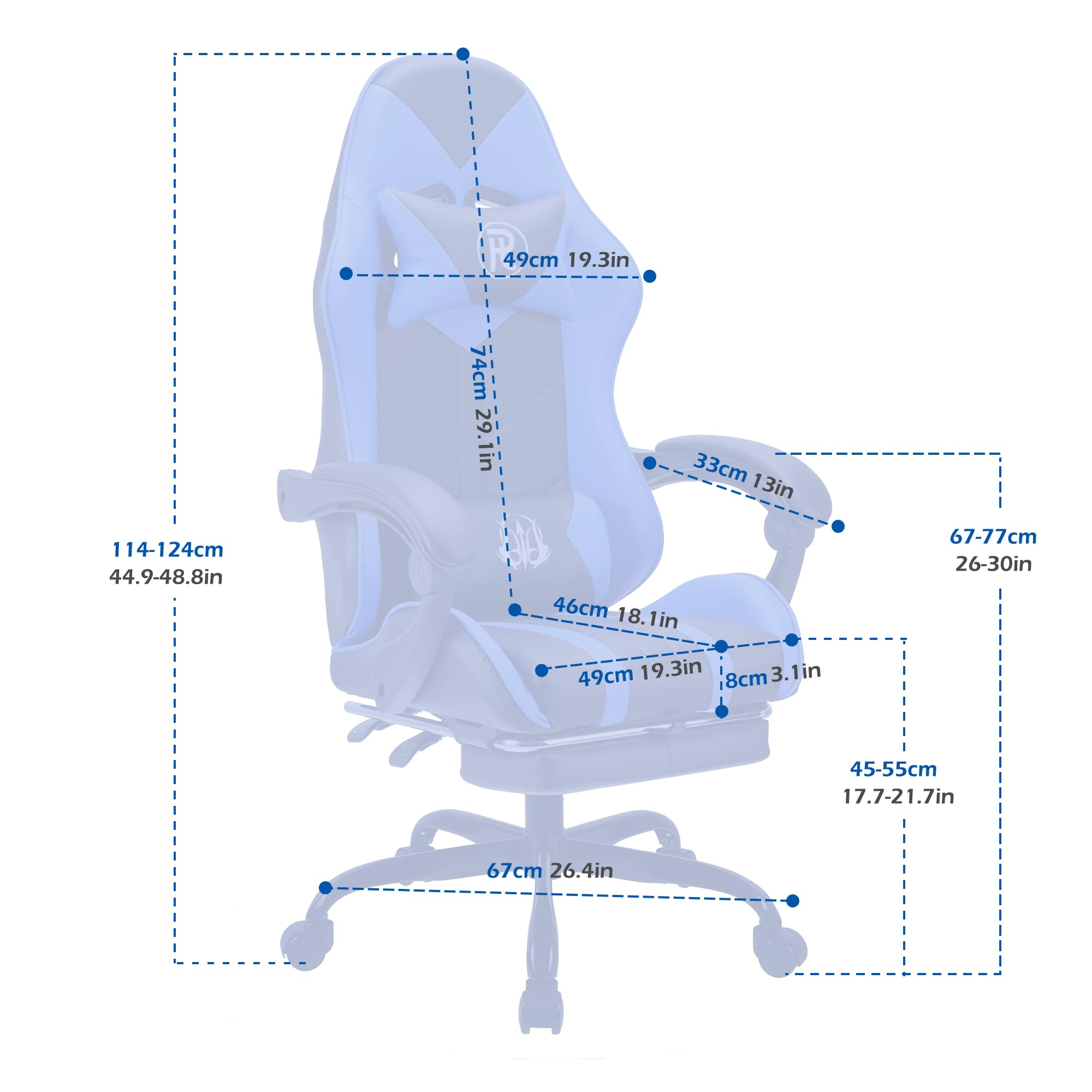 Play haha.Ergonomic reclining seat with footrest adjustable headrest and lumbar cushion high back support padded armrests PU leather finish for gaming home or office use