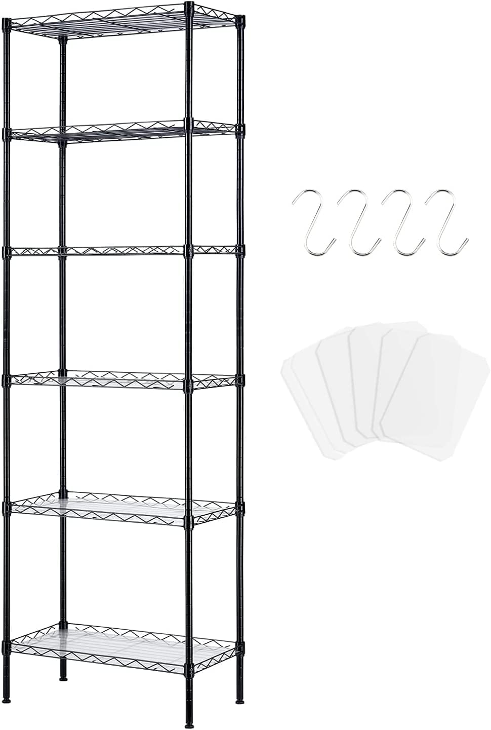 FTEYUET 6-Tier Metal Shelving Unit, Wire Shelving Unit, Kitchen Storage Unit Shelving Units for Storage, Heavy Duty Standing Shelf Units Shelves for