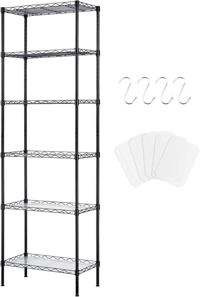 FTEYUET 6-Tier Metal Shelving Unit, Wire Shelving Unit, Kitchen Storage Unit Shelving Units for Storage, Heavy Duty Standing Shelf Units Shelves for