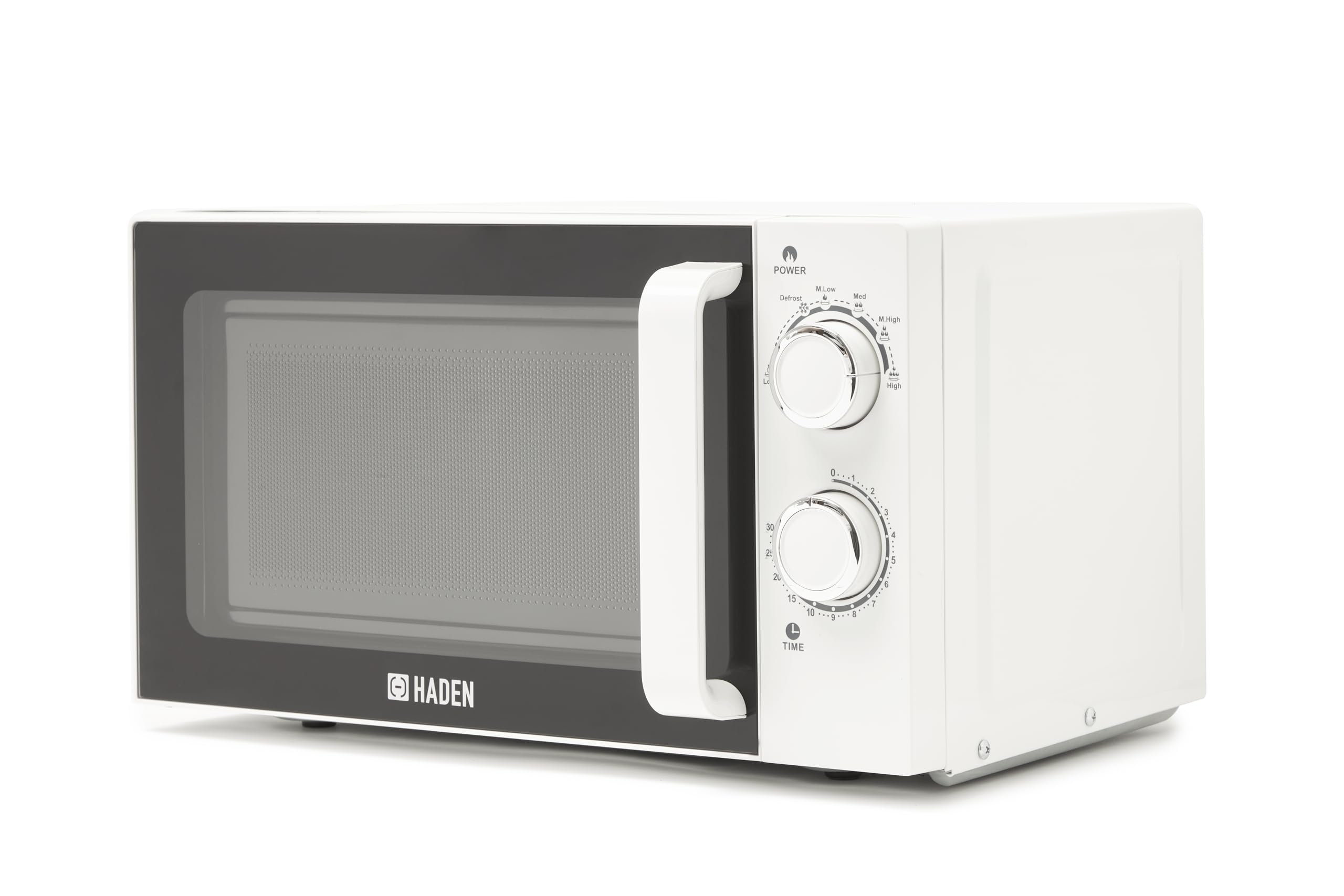 Haden 20L White Microwave - 800W Compact Countertop Microwave Oven with 6 Power Levels, 30-Min Timer & Defrost Function  Perfect for Kitchens, Dorms,
