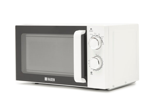Haden 20L White Microwave - 800W Compact Countertop Microwave Oven with 6 Power Levels, 30-Min Timer & Defrost Function  Perfect for Kitchens, Dorms,