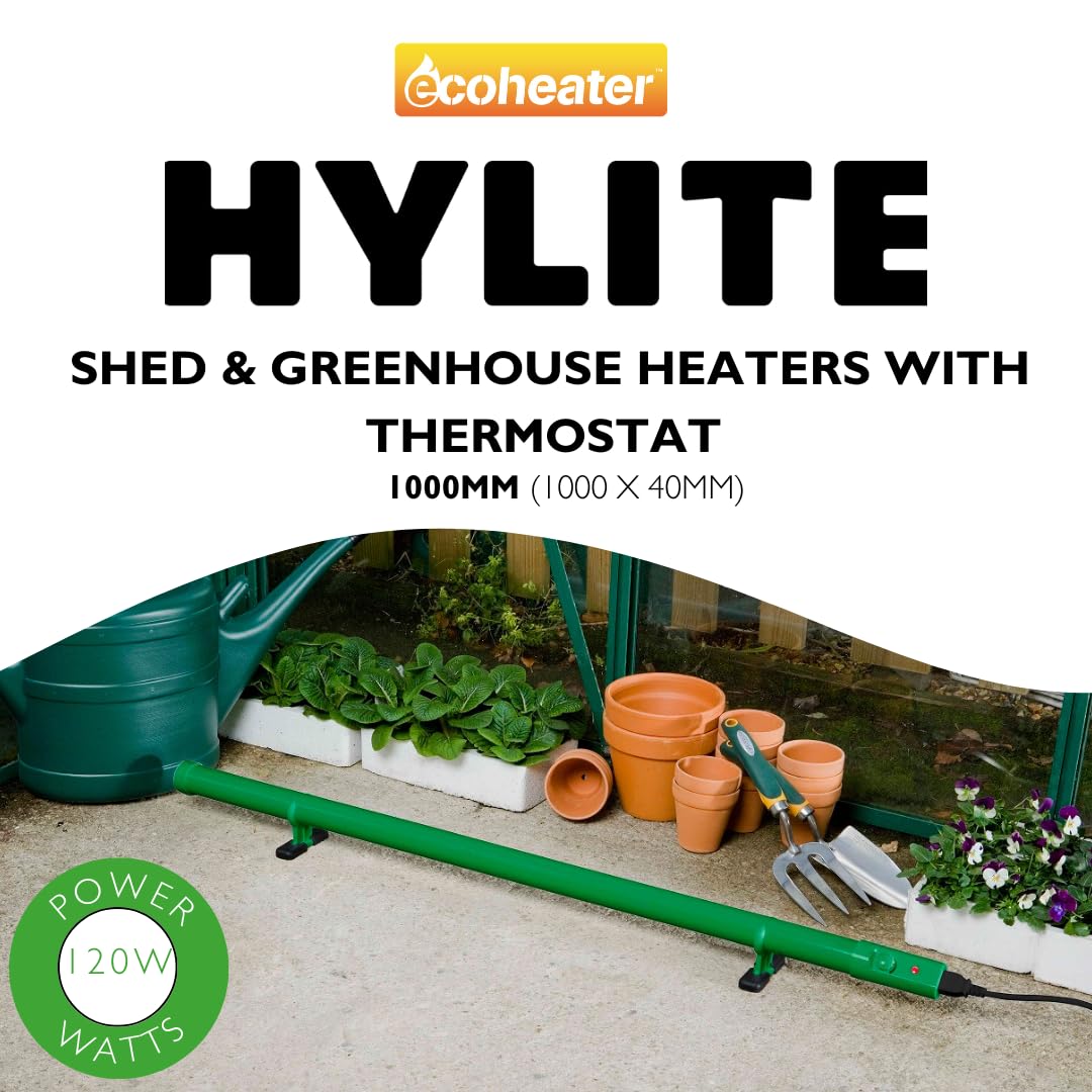 Hylite Ecoheater Greenhouse & Shed Tube Heater with Thermostat Green 1000mm 120W